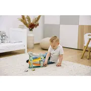 Pista de masini, Din lemn, Cu 3 masinute incluse, 26.9 x 23.6 x 7 cm, Free2Play, Safari BYN80654