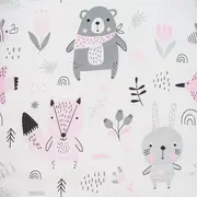 Set 3 piese Luxury, Baby Nest cu doua fete, Cu paturica si pernuta in forma de inima, New Baby, Minky Bears Pink BYN42979