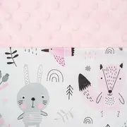 Set 3 piese Luxury, Baby Nest cu doua fete, Cu paturica si pernuta in forma de inima, New Baby, Minky Bears Pink BYN42979