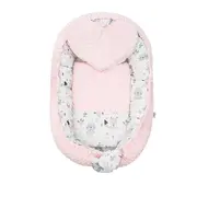 Set 3 piese Luxury, Baby Nest cu doua fete, Cu paturica si pernuta in forma de inima, New Baby, Minky Bears Pink BYN42979
