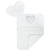 Set 3 piese Luxury, Baby Nest cu doua fete, Cu paturica si pernuta in forma de inima, New Baby, Minky Heart White BYN37140