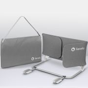 Bariera de protectie pentru pat, Lionelo, Lora XL, Pliabila, Sistem de blocare StandSafe, Geanta de transport inclusa, 150x46 cm, Conform cu BS 7972:2001+A1:2009, Gri BYNLO-LORA_XL_GREY_STONE