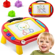Masuta cu tabla magnetica pentru desenat cu accesorii incluse ricokids 772200 - rosu edeedi772200
