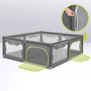 Tarc de joaca copii, Lionelo, Willow XL,180 x 200 cm, Pliere compacta, Include geanta de transport, Din plasa, Cu doua intrari laterale si fermoar, Cu ventuze pentru stabilitate, Conform cu EN 12227:2010, Gri BYNLO-WILLOW_XL_GREY_CONCRETE