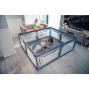 Tarc de joaca copii, Lionelo, Willow XL,180 x 200 cm, Pliere compacta, Include geanta de transport, Din plasa, Cu doua intrari laterale si fermoar, Cu ventuze pentru stabilitate, Conform cu EN 12227:2010, Gri BYNLO-WILLOW_XL_GREY_CONCRETE