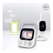 Video monitor, Lionelo, Babyline 3.2, Full HD, Comunicare bidirectionala, 2.8 inch, Cu sunete si mod de noapte, Cu 5 niveluri de detectare a sunetului, Alb BYNLOC-BABYLINE_3.2_WHITE