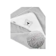 Prosop de baie, Bocioland, Cu gluga, 100% bumbac, 80x80 cm, Teddy Bear, Grey BYNBL021