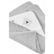 Prosop de baie, Bocioland, Cu gluga, 100% bumbac, 80x80 cm, Teddy Bear, Grey BYNBL021