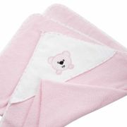 Prosop de baie, Bocioland, Cu gluga, 100% bumbac, 80x80 cm, Teddy Bear, Pink BYNBL024