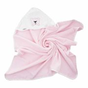 Prosop de baie, Bocioland, Cu gluga, 100% bumbac, 80x80 cm, Teddy Bear, Pink BYNBL024