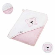 Prosop de baie, Bocioland, Cu gluga, 100% bumbac, 80x80 cm, Teddy Bear, Pink BYNBL024