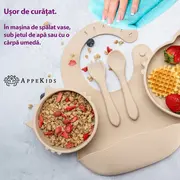 Set Diversificare, AppeKids, 100% Silicon, Kitty - Bubble Beige KRTAK275008