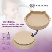 Set Diversificare, AppeKids, 100% Silicon, Kitty - Bubble Beige KRTAK275008