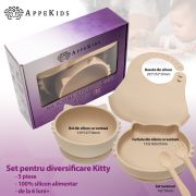 Set Diversificare, AppeKids, 100% Silicon, Kitty - Bubble Beige KRTAK275008