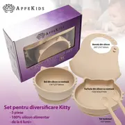 Set Diversificare, AppeKids, 100% Silicon, Kitty - Bubble Beige KRTAK275008