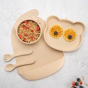 Set Diversificare, AppeKids, 100% Silicon, Panda - Bubble Beige KRTAK275053