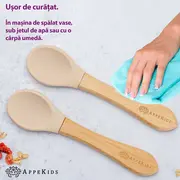 Set Lingurite din bambus, AppeKids - Bubble Beige KRTAK275657