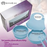 Set Diversificare, AppeKids, 100% Silicon, Kitty - Aqua Blue KRTAK275039