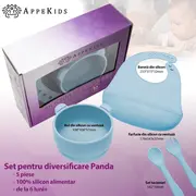 Set Diversificare, AppeKids, 100% Silicon, Panda - Aqua Blue KRTAK275084