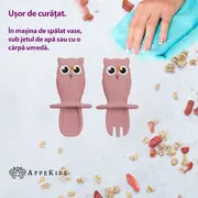Set Tacamuri din silicon, AppeKids, OWL - Old Rose KRTAK275626