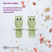 Set Tacamuri din silicon, AppeKids, OWL - Raw Green KRTAK275640