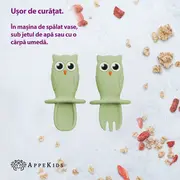 Set Tacamuri din silicon, AppeKids, OWL - Raw Green KRTAK275640