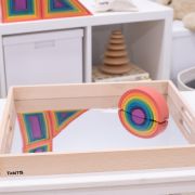 Tava mare din lemn cu oglinda acrilica, 500 x 435 x 50 mm, pentru activitati senzoriale - oketik73466