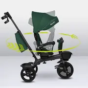 Tricicleta copii, Lionelo, Kori, Cu suport de picioare, Control al directiei, Scaun reversibil, Rotire 360 grade, Pliabila, Conform cu standardul european de securitate EN71, Verde BYNLO-KORI_GREEN_EMERALD