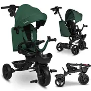 Tricicleta copii, Lionelo, Kori, Cu suport de picioare, Control al directiei, Scaun reversibil, Rotire 360 grade, Pliabila, Conform cu standardul european de securitate EN71, Verde BYNLO-KORI_GREEN_EMERALD