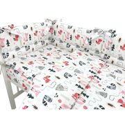Lenjerie patut cu 3 piese, MimiNu, Pentru patut 120x60 cm, Cu protectie laterala, Din bumbac certificat Oeko Tex Standard 100, Design, Fox BYN6426972024778