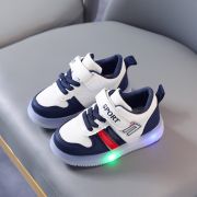 Adidasi albi cu rosu si bleumarine cu luminite MB1012-3-c