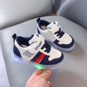 Adidasi albi cu rosu si bleumarine cu luminite MB1012-3-c