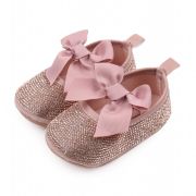 Pantofiori de ocazie cu strasuri aurii pentru bebeluse MBBBW3204-3