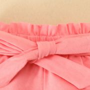 Costumas cu bluzita cu volane si pantalonasi scurti roz MBRZ020-1-DE