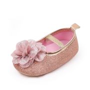 Pantofiori aurii cu floricica roz pudra LIBHX3104-2-p24