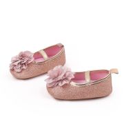 Pantofiori aurii cu floricica roz pudra LIBHX3104-2-p24