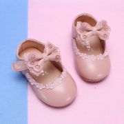 Pantofiori roz pudra cu fundita si danteluta MDBA11-3-p24