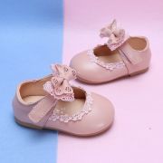 Pantofiori roz pudra cu fundita si danteluta MDBA11-3-p24