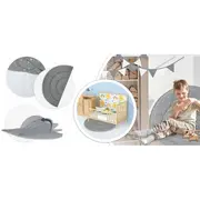 Cort de joaca pentru copii cu ghirlanda, salteluta si 3 pernite nukido 116 x 116 x 165 cm - gri edeedi740600