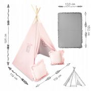 Cort de joaca pentru copii cu ghirlanda si 2 pernite nukido 116 x 116 x 165 cm - roz edeedi740602
