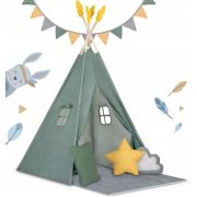 Cort de joaca pentru copii cu ghirlanda si 3 pernite nukido 116 x 116 x 165 cm - verde edeedi740603