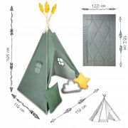 Cort de joaca pentru copii cu ghirlanda si 3 pernite nukido 116 x 116 x 165 cm - verde edeedi740603