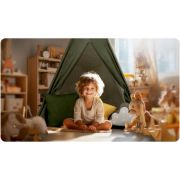 Cort de joaca pentru copii cu ghirlanda si 3 pernite nukido 116 x 116 x 165 cm - verde edeedi740603