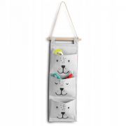 Organizator textil de perete cu 3 compartimente nukido nk-403 - gri edeedi740320