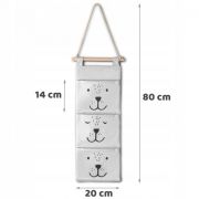 Organizator textil de perete cu 3 compartimente nukido nk-403 - gri edeedi740320