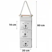 Organizator textil de perete cu 3 compartimente nukido nk-403 - gri edeedi740320