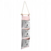 Organizator textil de perete cu 3 compartimente nukido nk-403 - roz edeedi740321