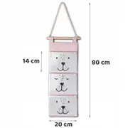 Organizator textil de perete cu 3 compartimente nukido nk-403 - roz edeedi740321