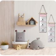 Organizator textil de perete cu 3 compartimente nukido nk-403 - roz edeedi740321