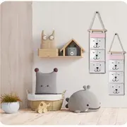 Organizator textil de perete cu 3 compartimente nukido nk-403 - roz edeedi740321